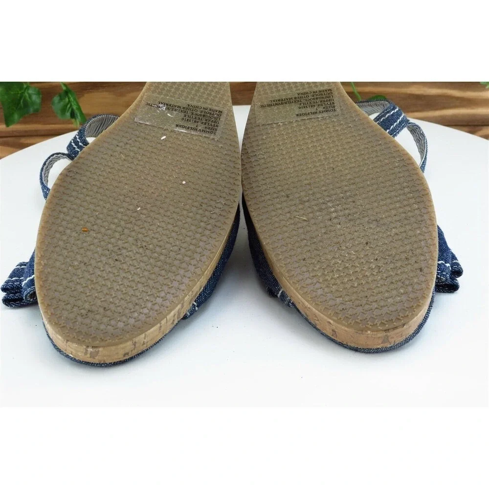 Tommy Hilfiger Sz 7 M Blue Ankle Strap Fabric‎ Women Sandals